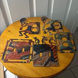 Tazart Reversible Southwest Metal Light Switch and Outlet Cover Plates Set (5)